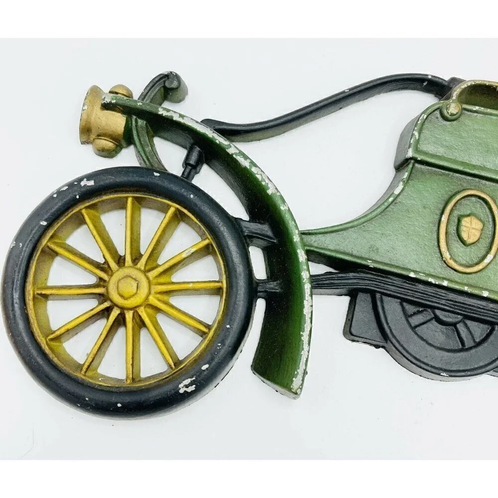 Vintage SEXTON Cast Metal Antique Car Wall Hanging Green Convertible